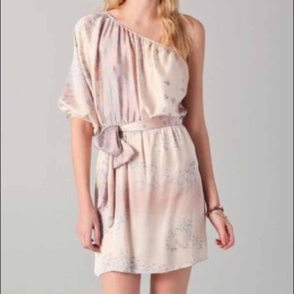 Rebecca Taylor Sunset Birds One Shoulder Dress